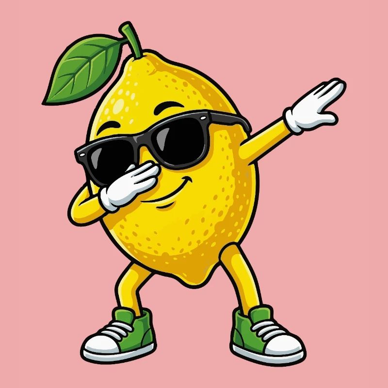 Dessin animé Dun Citron dans la pose Dab