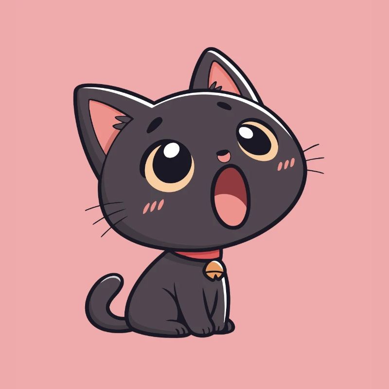 Schwarze Katze voller Ehrfurcht