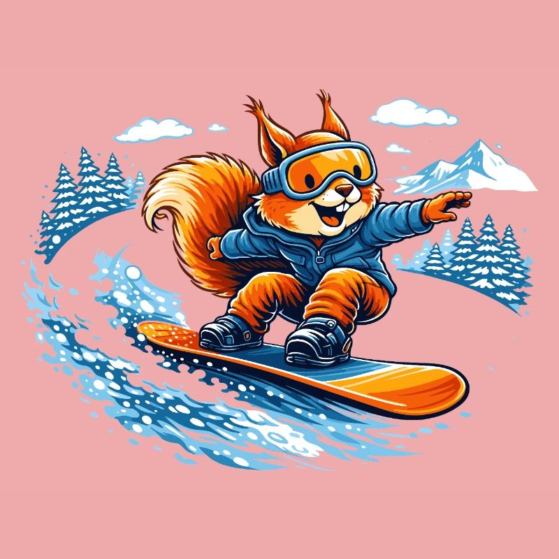 Lustiges Snowboard Eichhörnchen – Winter Fun