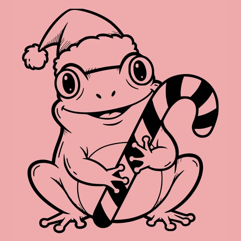 Christmas frog with candy cane