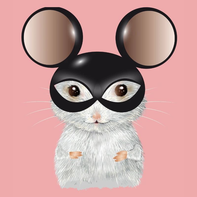 Cute White Mouse with Mouse Ears Mask