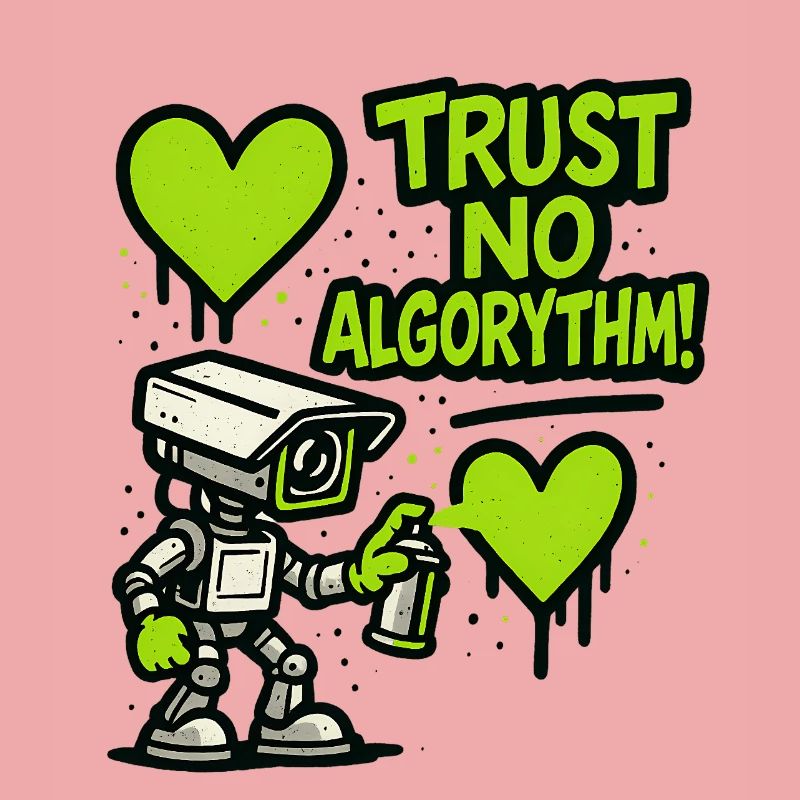 Robot avec cœur et message anti-algorithme