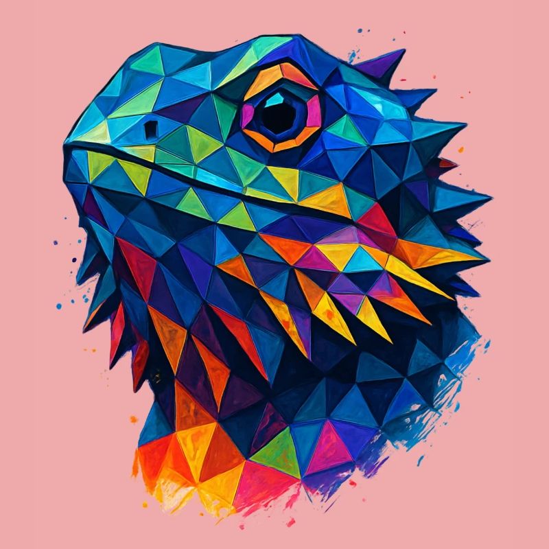 Bartagame Geometrischer Stil Low Poly Blau
