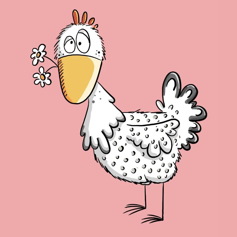 Happy Henne mit Gänseblümchen I Huhn Comic Design