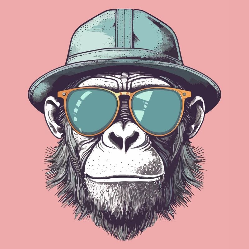 Cool monkey with sunglasses and hat