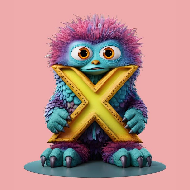 Monstre multicolore avec X