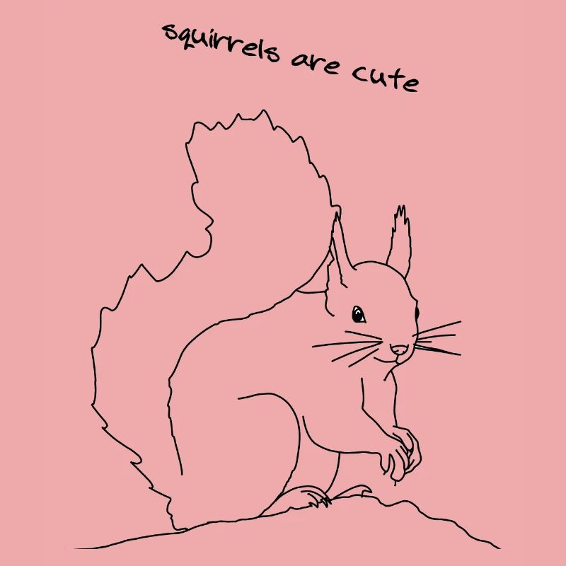 Squirrel cute, lineart