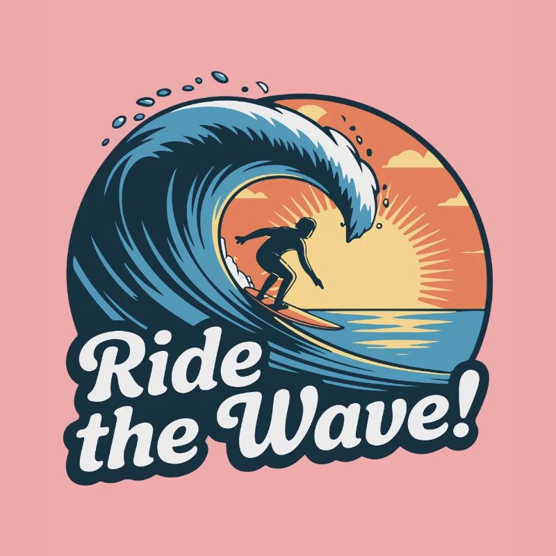 Conception de vagues de surf au coucher du soleil