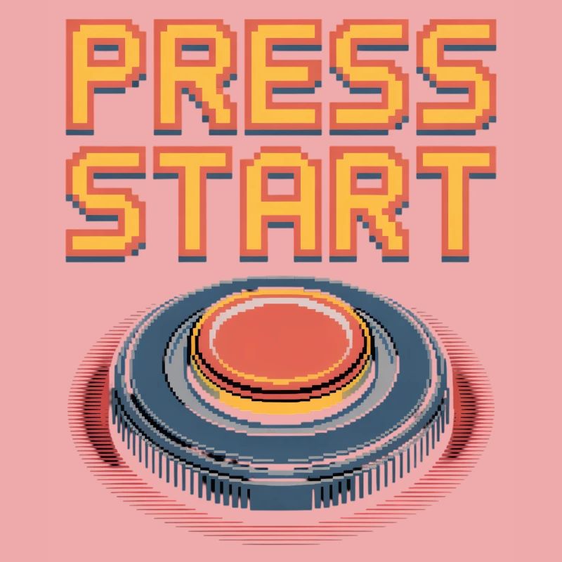 Press Start Retro Gaming Pixel Arcade Button