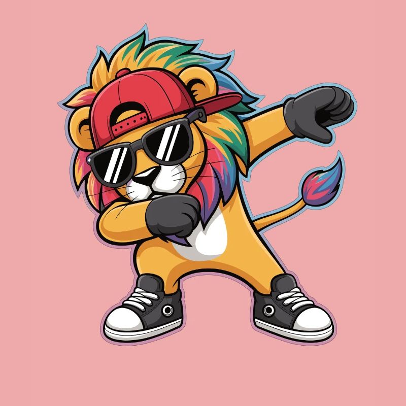 Dabbing Löwe mit Regenbogenmähne