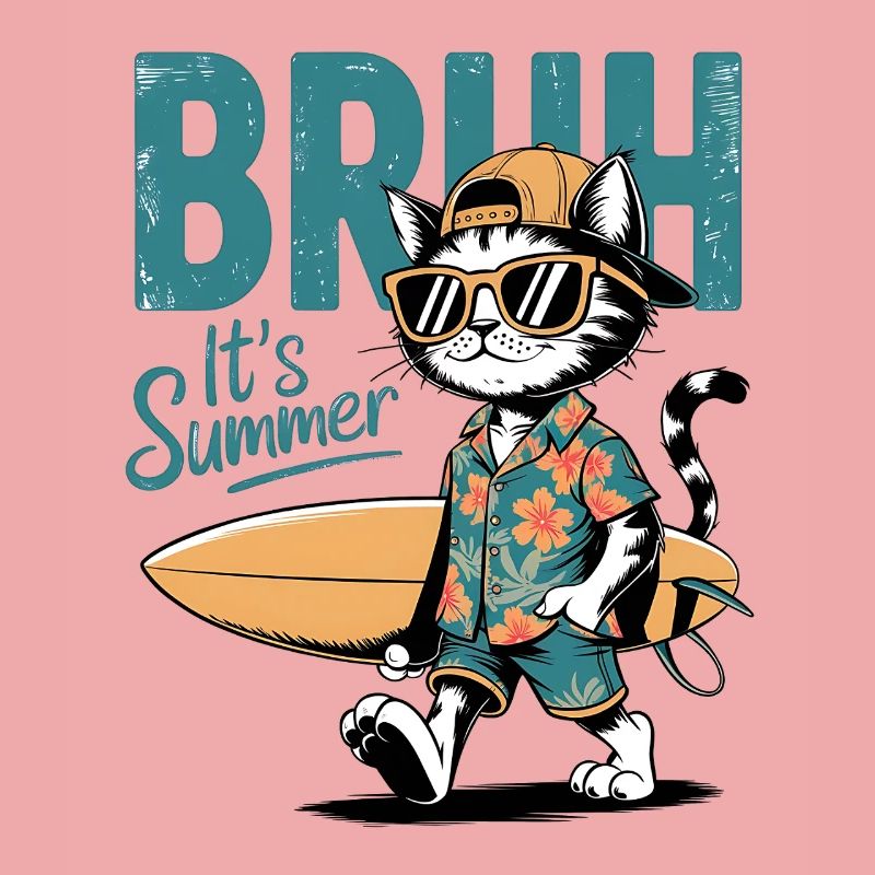 Surfer Katze mit Surfbrett