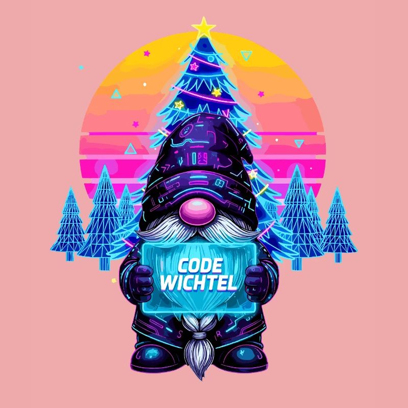 Cyberpunk Code Gnome - Synthwave Xmas Nerd