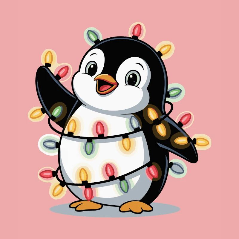 Pinguin mit Lichterkette