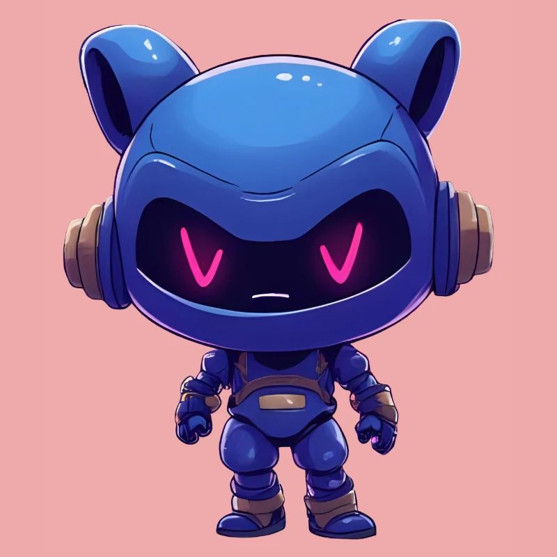 Neonblauer Roboterhelm