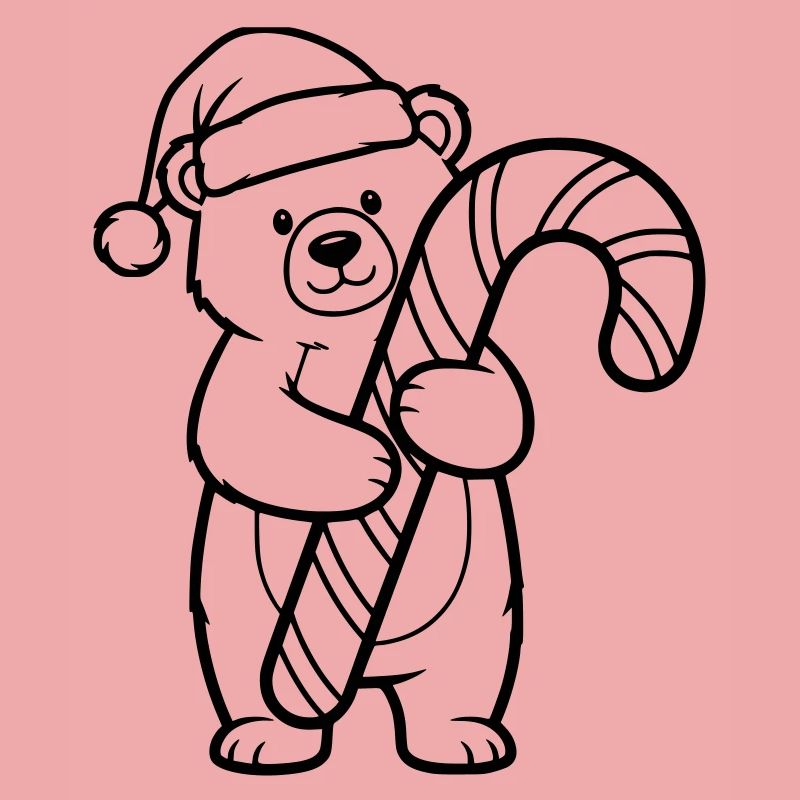 Petit ours de Noël mignon avec une canne d’orge d’orge