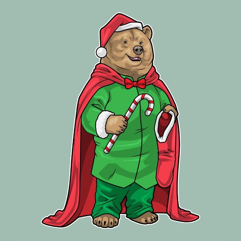 Bear Christmas candy cane