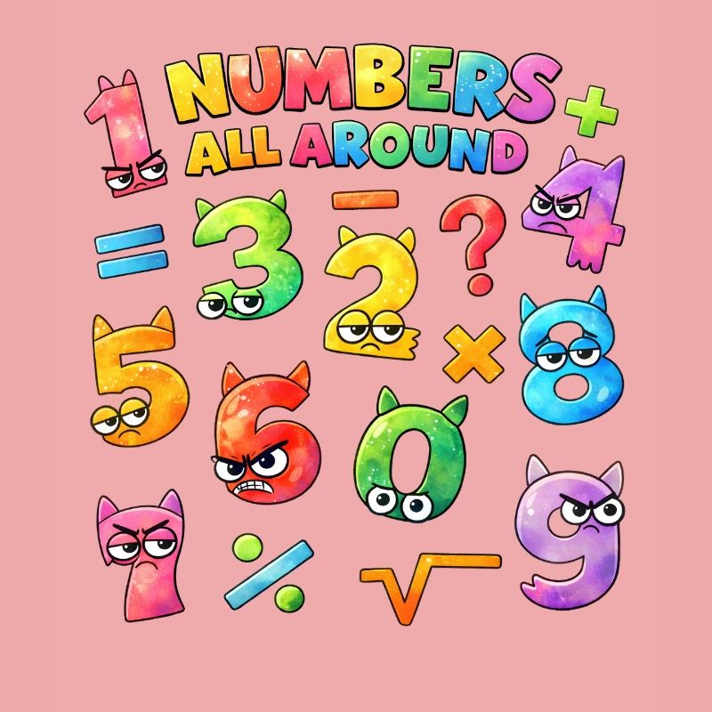 Rainbow Math Faces & Nombres