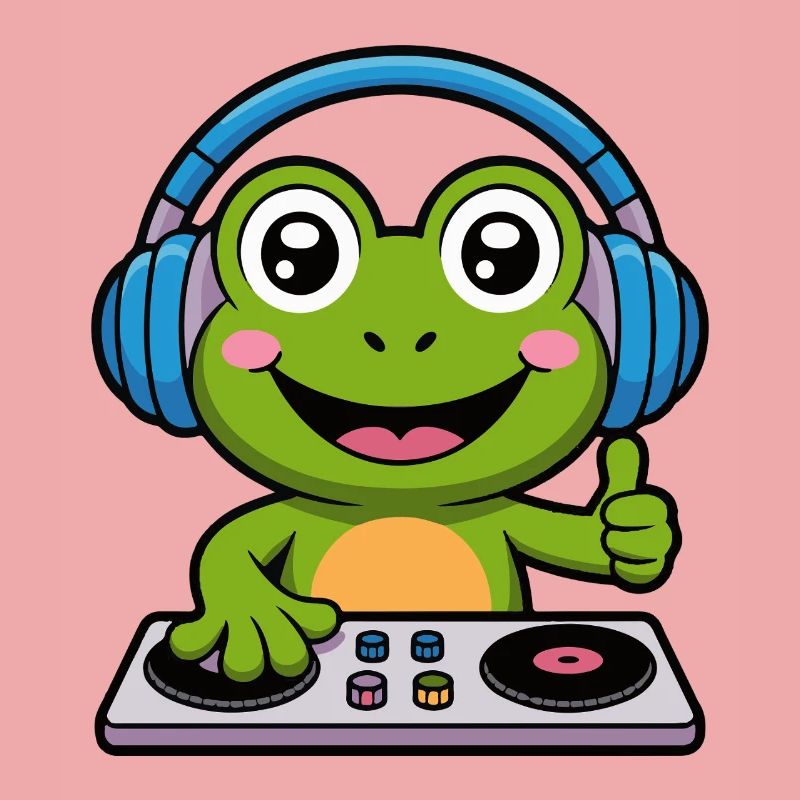 Frosch DJ mit Kopfhörern