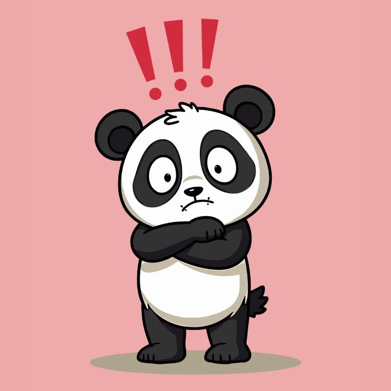 Skeptical Panda with Exclamation Point Humor