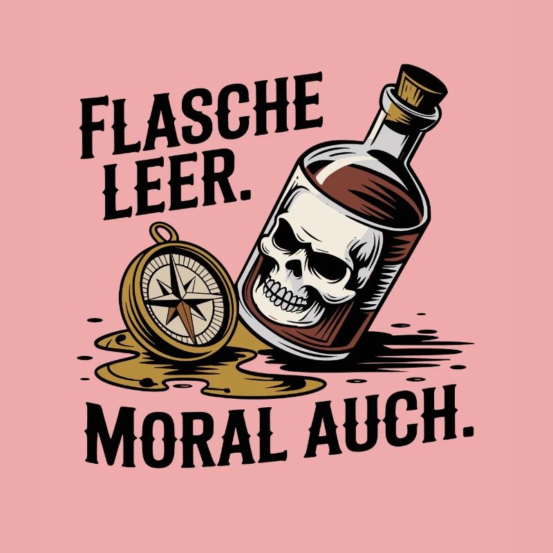 Bottle Empty Morale Also Skull Compass Alcohol