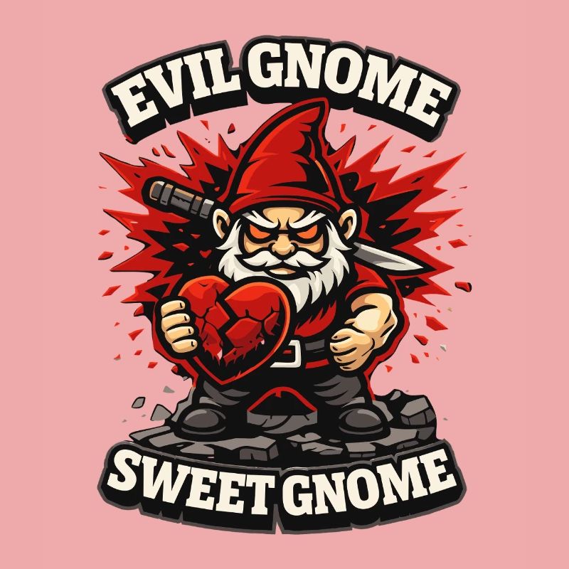 Evil Gnome, Dark Gnome, Goth Gnome, Funny Gnome