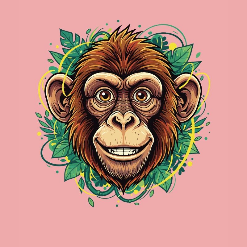 Tropical Monkey Head with Leaf Wreath