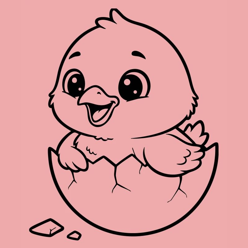Cute Chick Hatching from Egg
