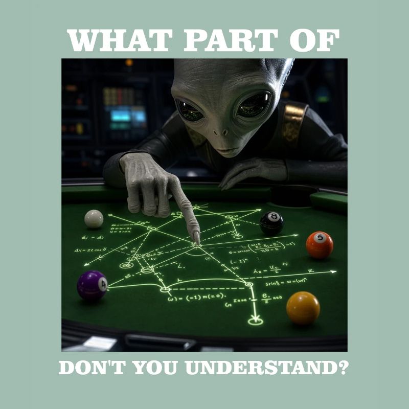 Billiards Physics Alien Nerd Pool Player