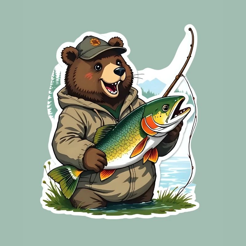 Frog bear with trout