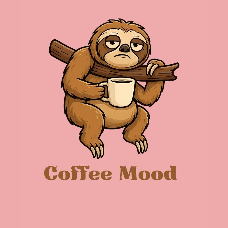 Faultier mit Kaffeetasse