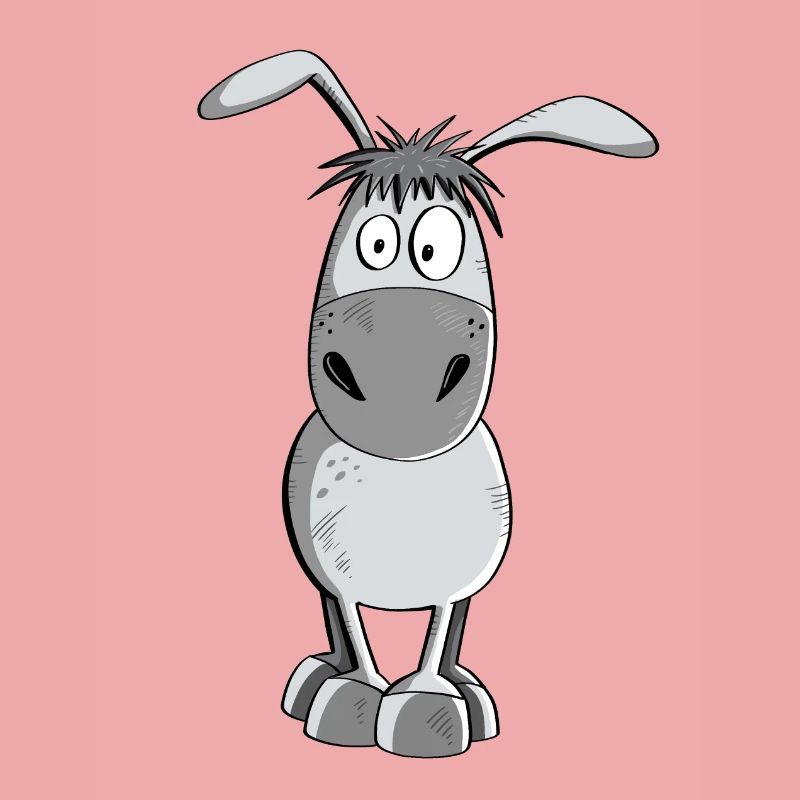 Witziger Grauer Esel - Tiere - Comic