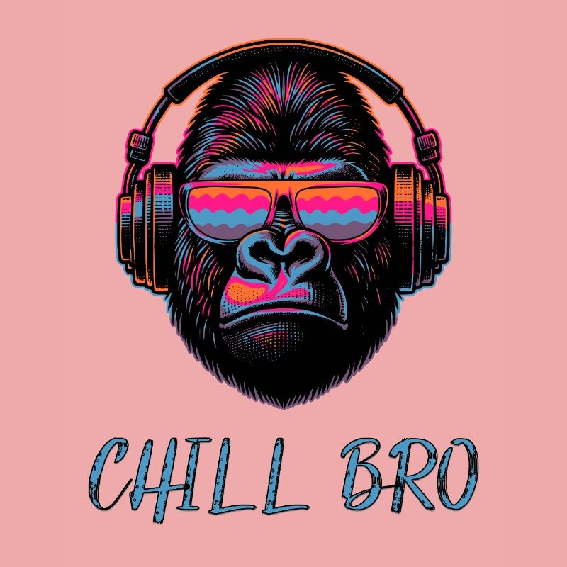 CHILL BRO - Cooler Affe mit Sonnenbrille Kopfhörer