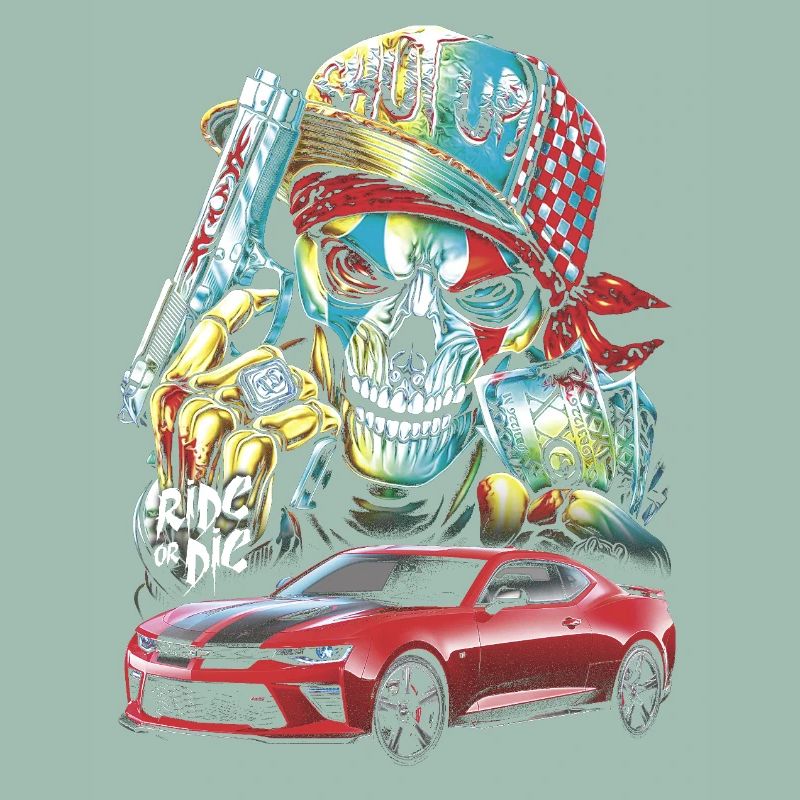 Schädel, Mutig, Rotes Auto