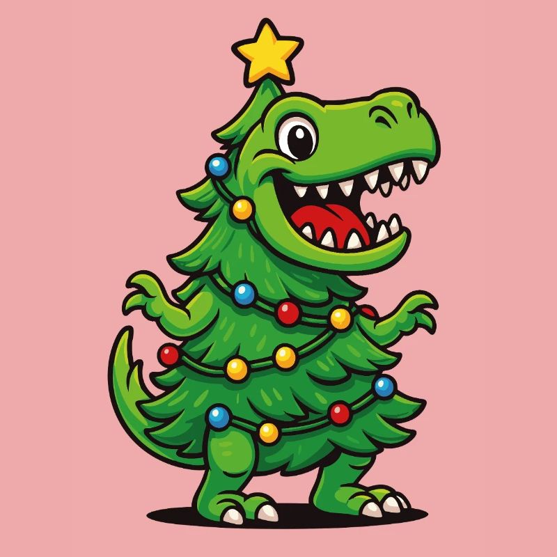 Tree-Rex – Jeu de mots rétro de Noël T-Rex Dino