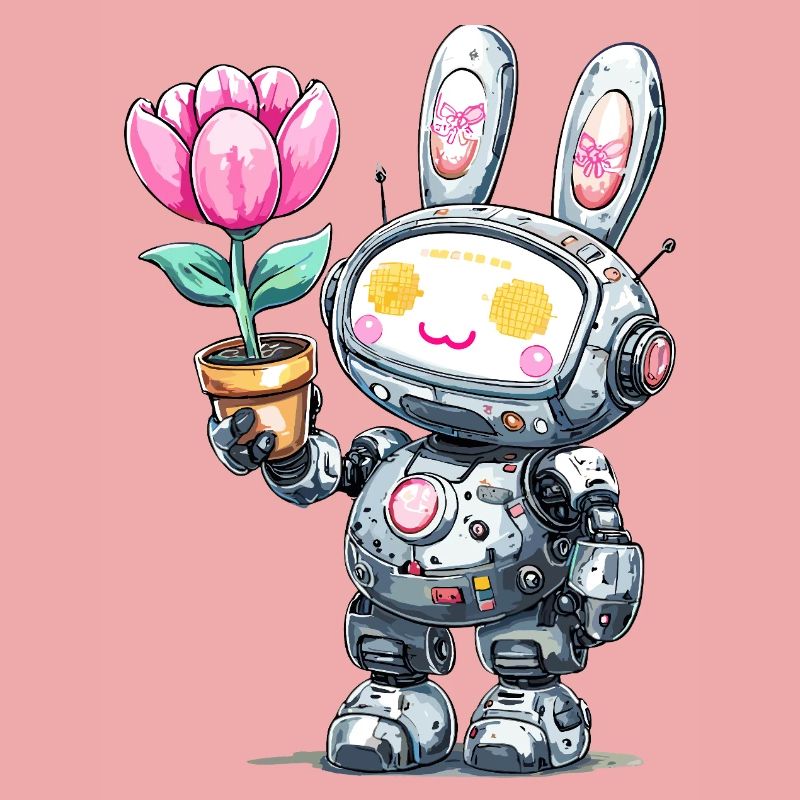 Robo-Bunny mit Blume