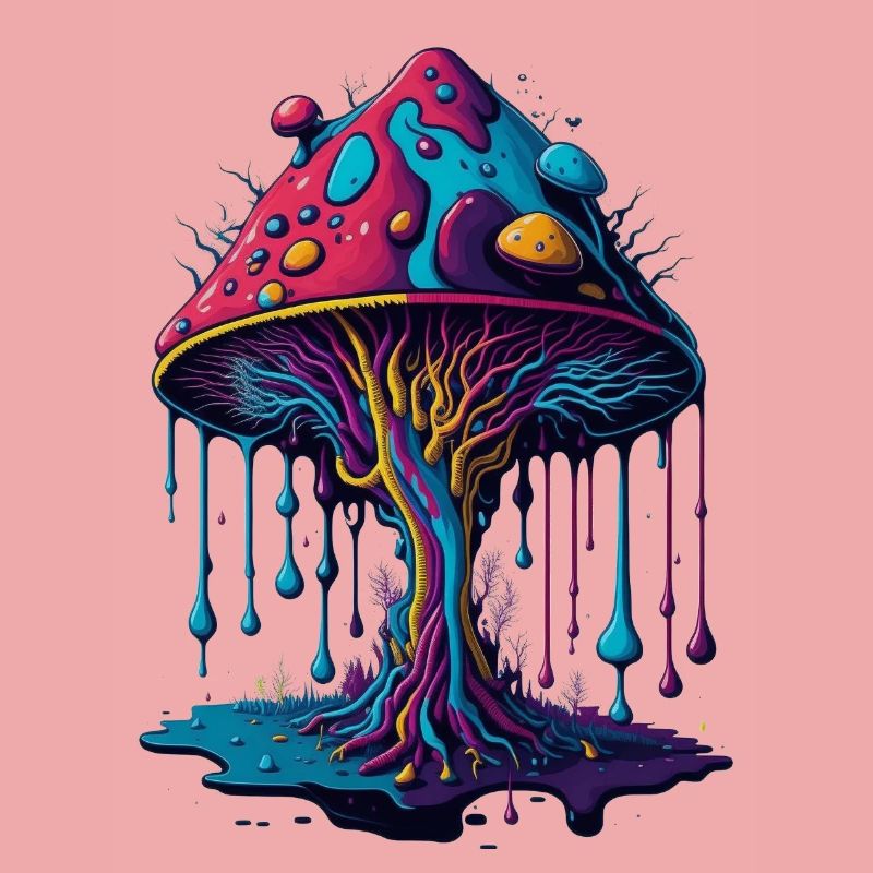 Psychedelischer Leuchtpilz Wald