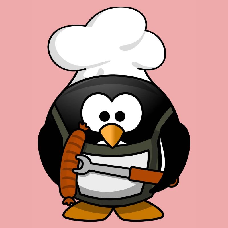 Cuisson du pingouin avec des saucisses grillées