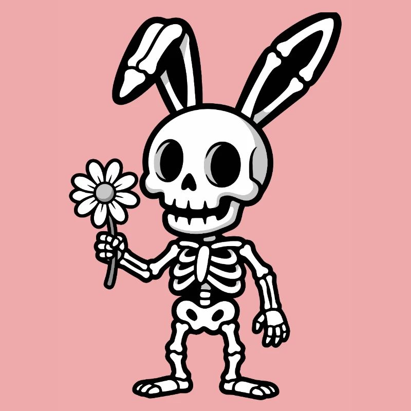 Skeleton Rabbit with Flower