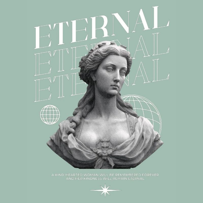 Bonté éternelle : Statue, collage globe