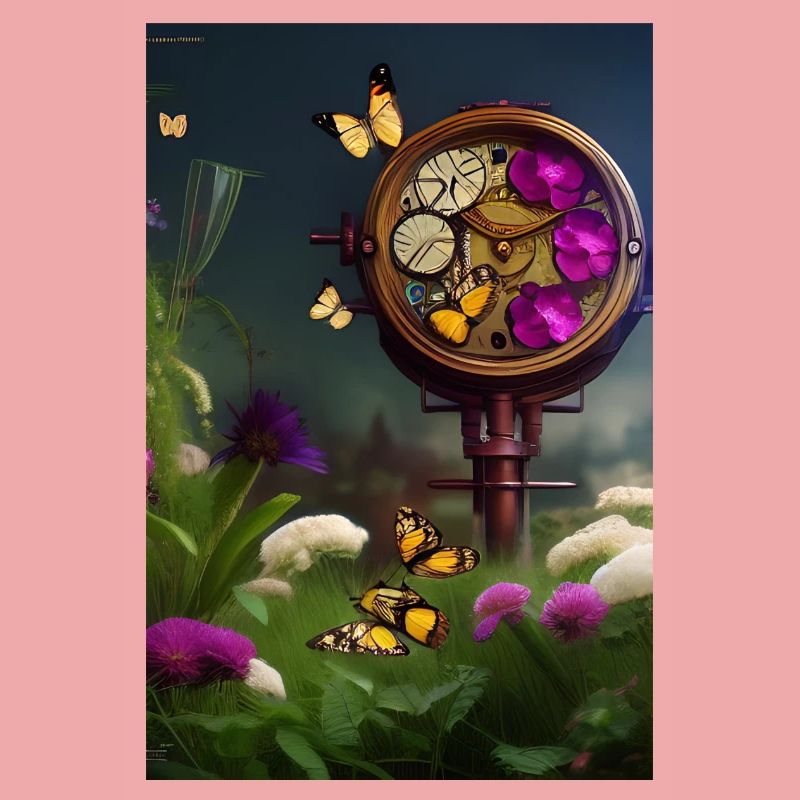 Fleurs et papillon