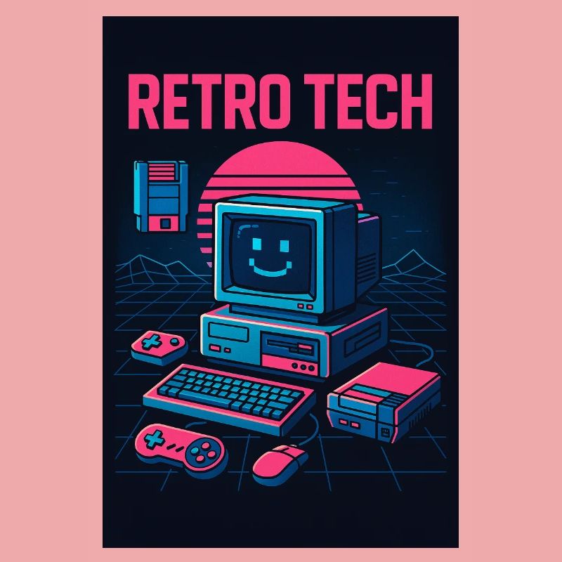Retro Tech Computer Graphic Designer with Smile