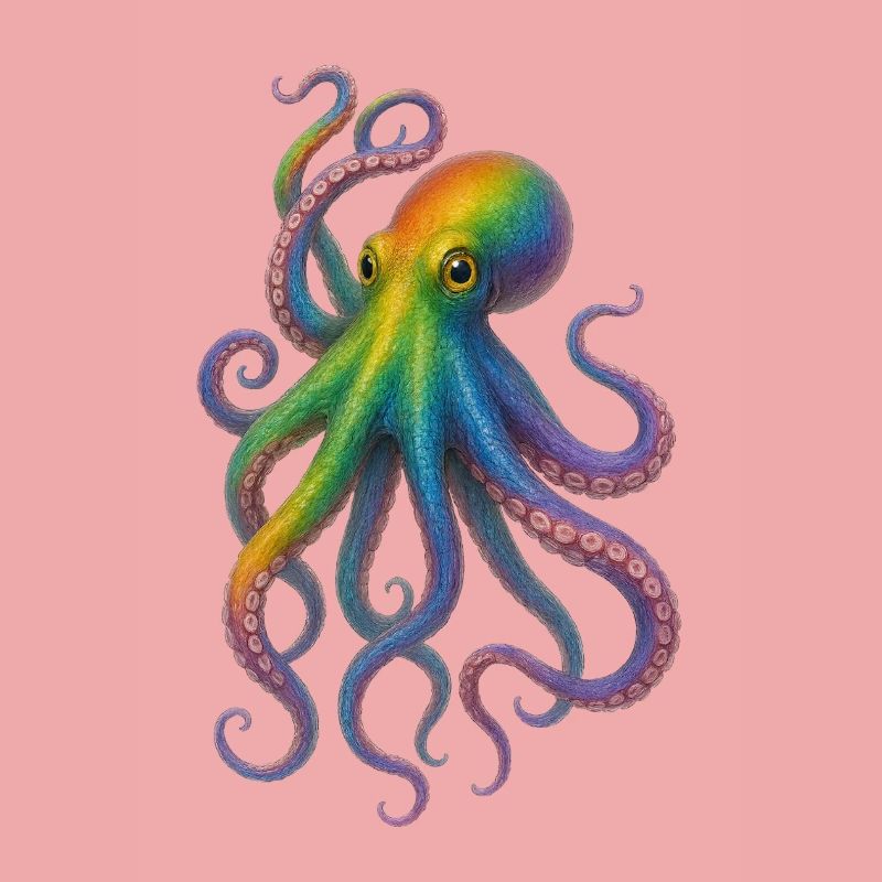 Bunter Regenbogen Oktopus Design