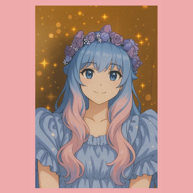 Blumenkrone Animefig mit Pastellhaar