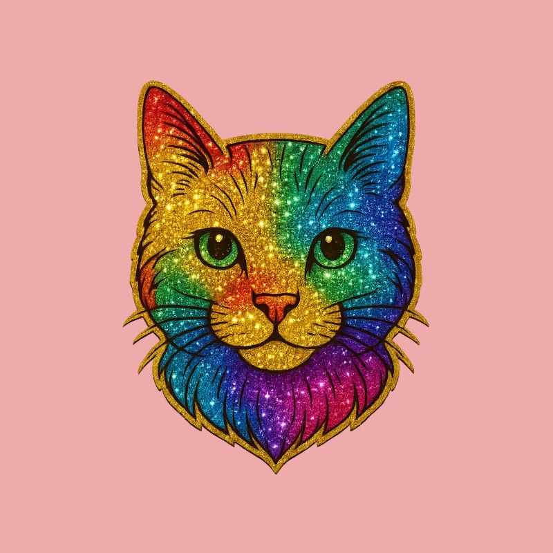 Regenbogen Katzenkopf Glitzer