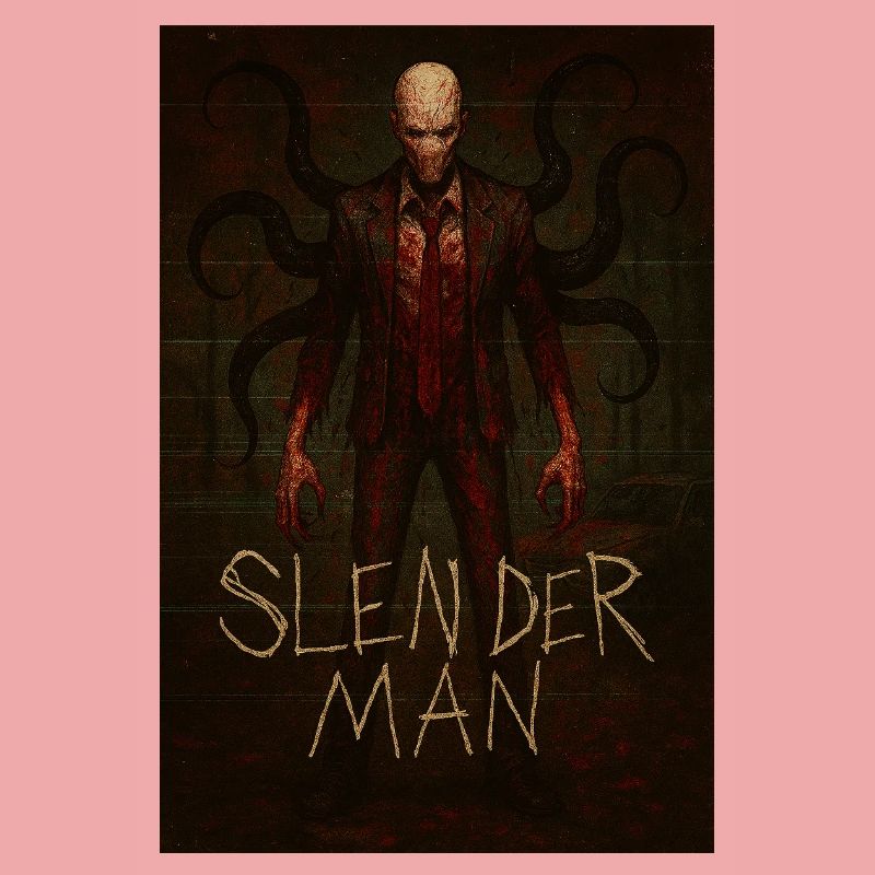 Slender Man Forest Horror Glitch Poster Tee Design