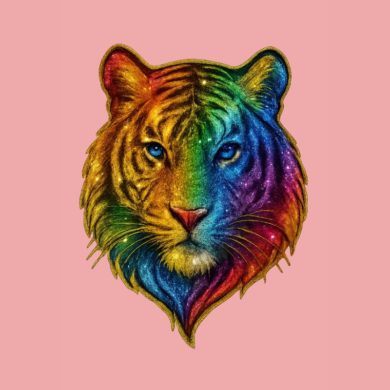 Rainbow Tiger Head