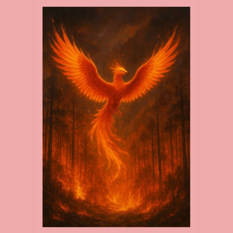 Flammender Phönix im Wald