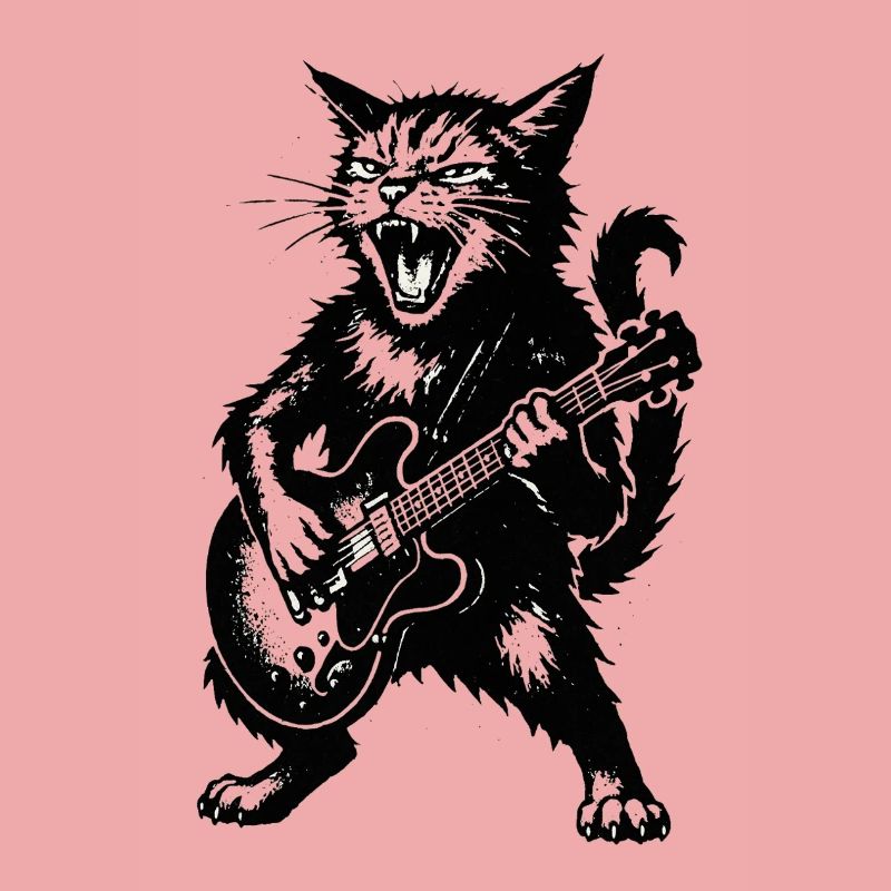Wütige Katze mit E-Gitarre