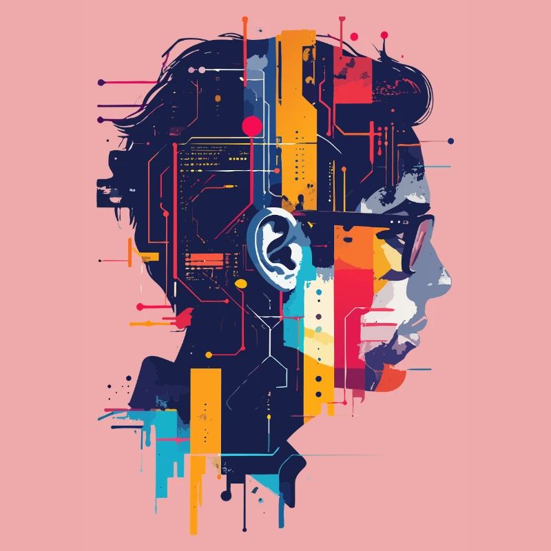 Digital AI Motif PCB Hacker Circuit Art