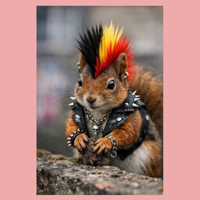 Punk Eichhörnchen mit Lederweste